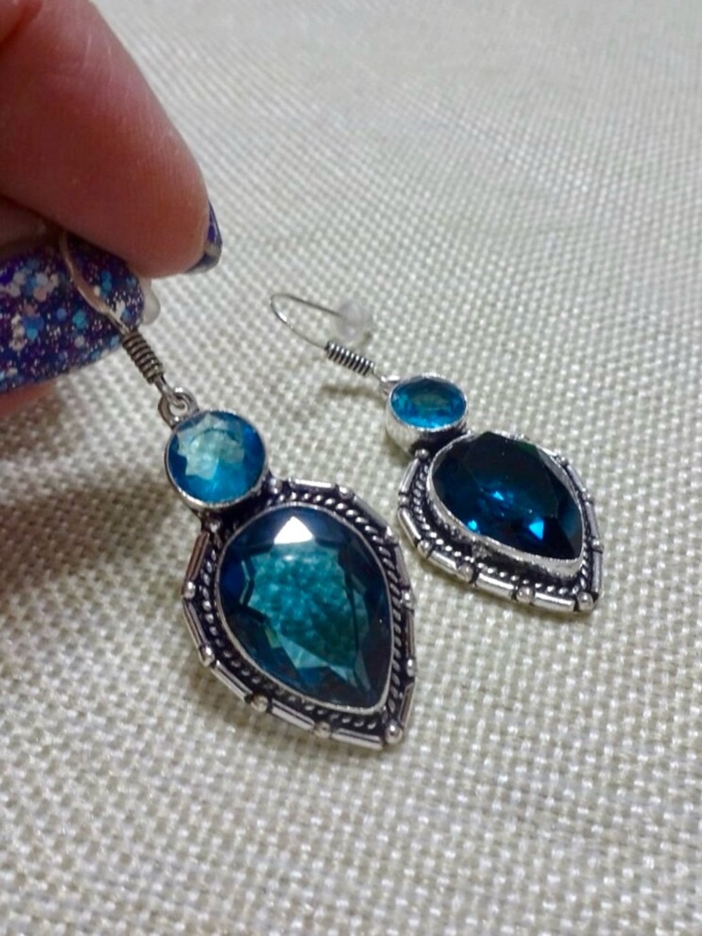 Sterling Silver Apatite & Blue Topaz Dangle Earrings